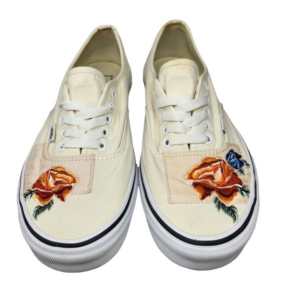 Vans Shoes Mens 10 Cream Floral Rose Embroidered Low Tops Skater Like New main image 9